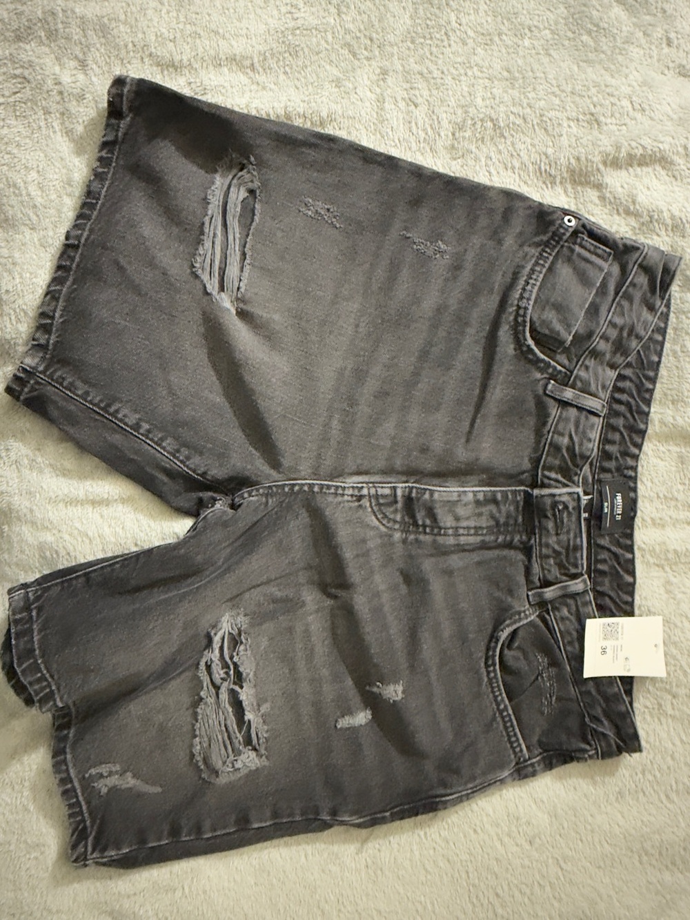 Light Black Distressed Denim Shorts - Men